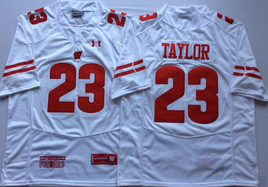 NCAA Men Wisconsin Badgers White #23 TAYLOR